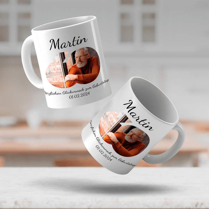 Für seinen 60. Geburtstag - 1x bedruckte Tasse, personalisiertes Geschenk für Mann - Adamell.de