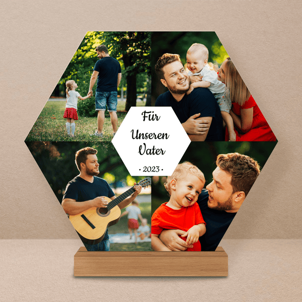 Für unseren Vater 4 Fotos - Druck auf Glas, personalisiertes Geschenk für Papa - Adamell.de