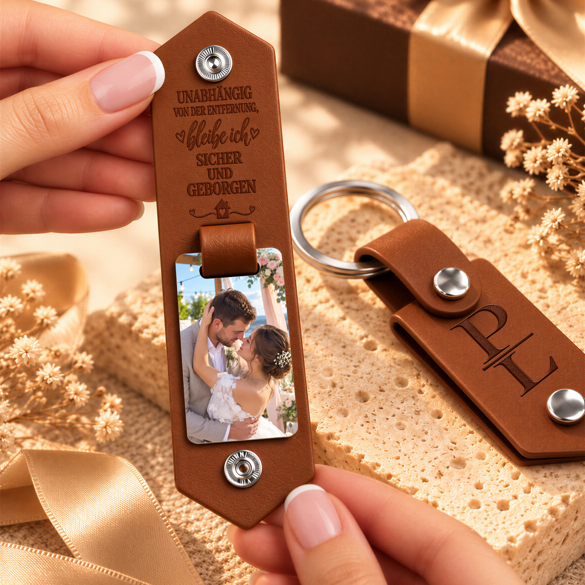Geschenk für Paare Klappbarer Foto-Schlüsselanhänger Kommt Immer Zurück