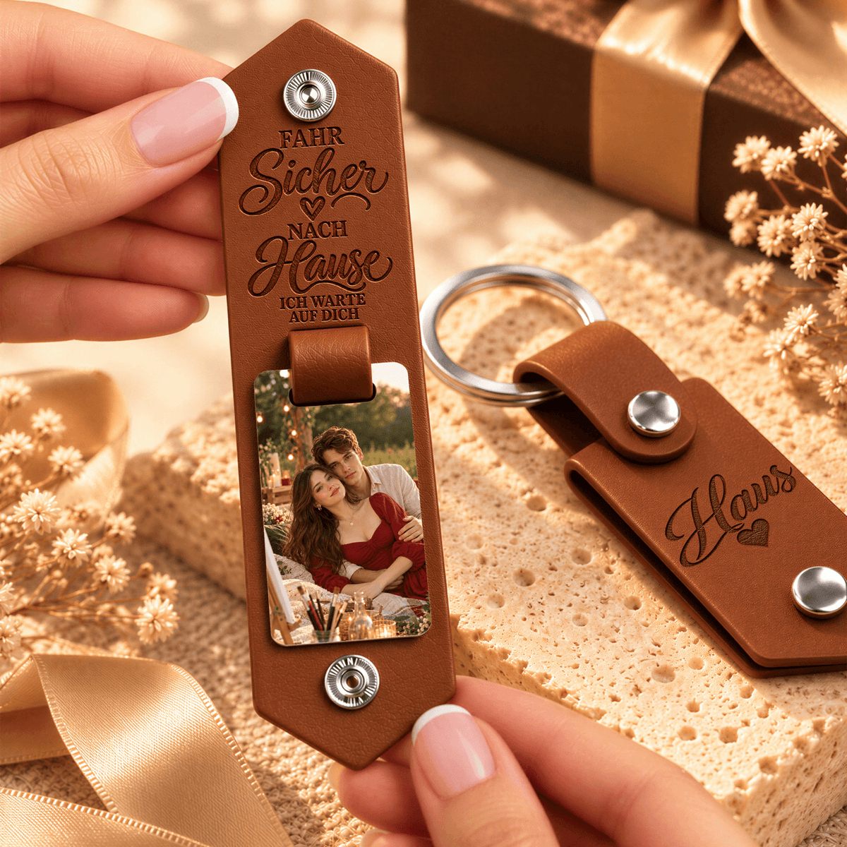 Geschenk für Paare Klappbarer Foto-Schlüsselanhänger Wartendes Zuhause