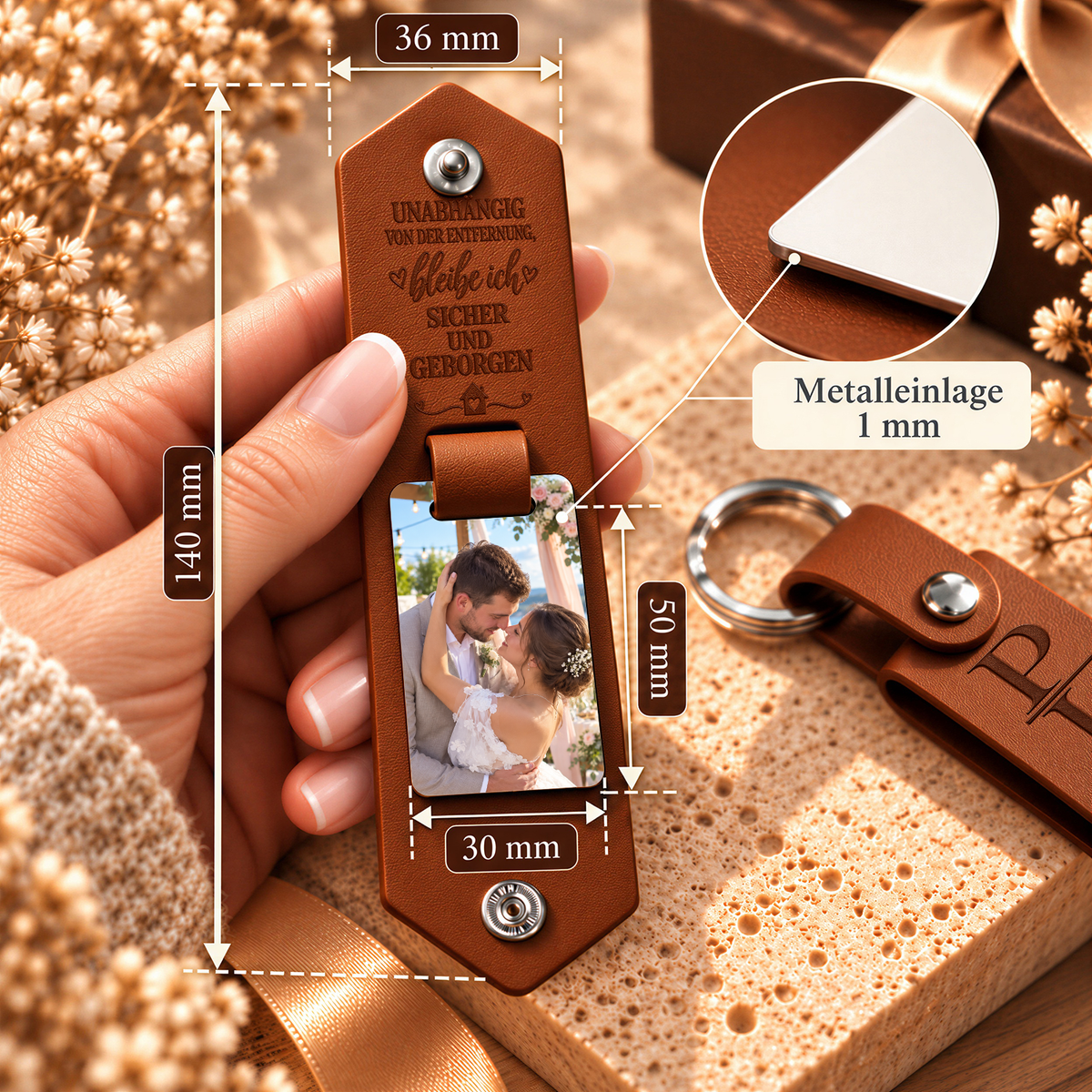 Geschenk für Paare Klappbarer Foto-Schlüsselanhänger Kommt Immer Zurück