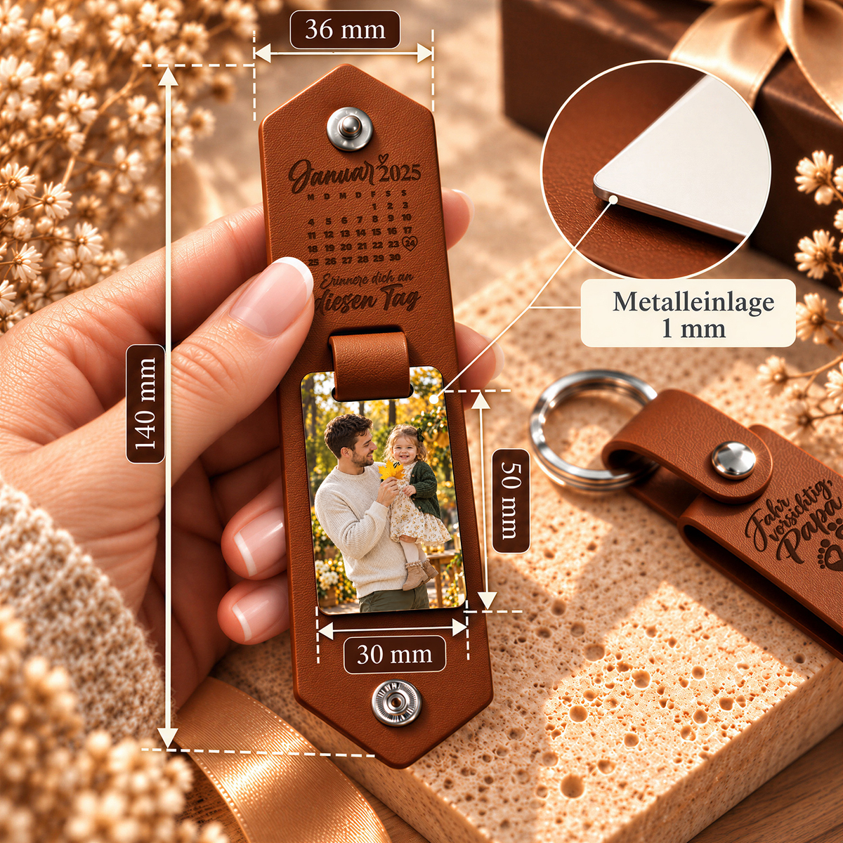 Geschenk für Papa Klappbarer Foto-Schlüsselanhänger Kalender der Erinnerungen