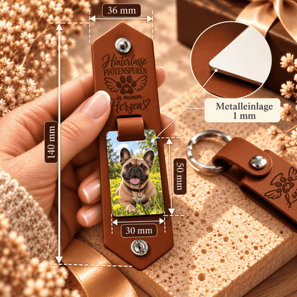 Geschenk für Hundeliebhaber Klappbarer Foto-Schlüsselanhänger Pfotenabdrücke