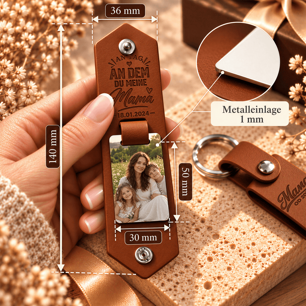 Geschenk für Mama Klappbarer Foto-Schlüsselanhänger Verborgene Emotionen