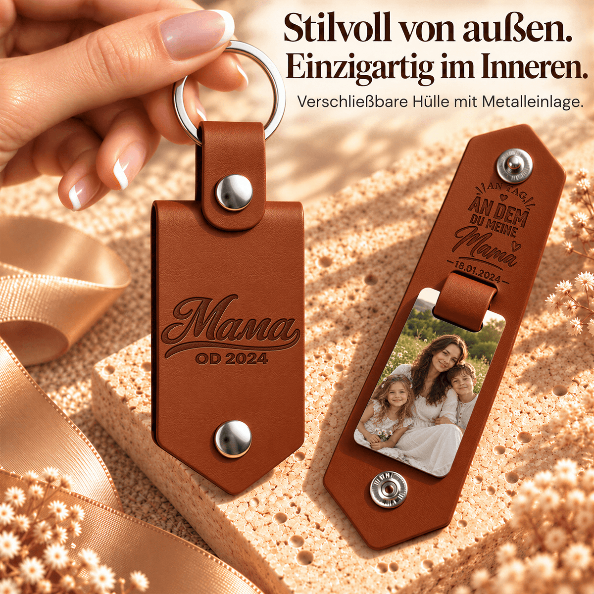 Geschenk für Mama Klappbarer Foto-Schlüsselanhänger Verborgene Emotionen