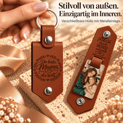 Geschenk für Mama Klappbarer Foto-Schlüsselanhänger Bis zum Mond und Zurück