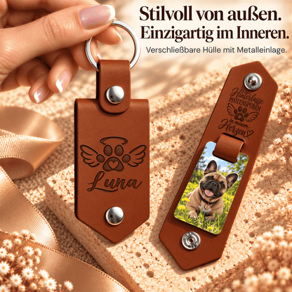 Geschenk für Hundeliebhaber Klappbarer Foto-Schlüsselanhänger Pfotenabdrücke