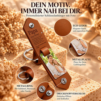 Geschenk für Papa Klappbarer Foto-Schlüsselanhänger Definition Held