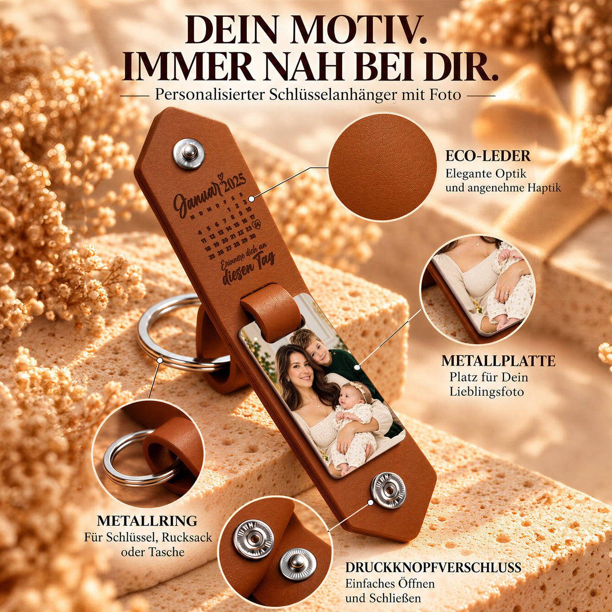 Geschenk für Mama Klappbarer Foto-Schlüsselanhänger Kalender der Erinnerungen