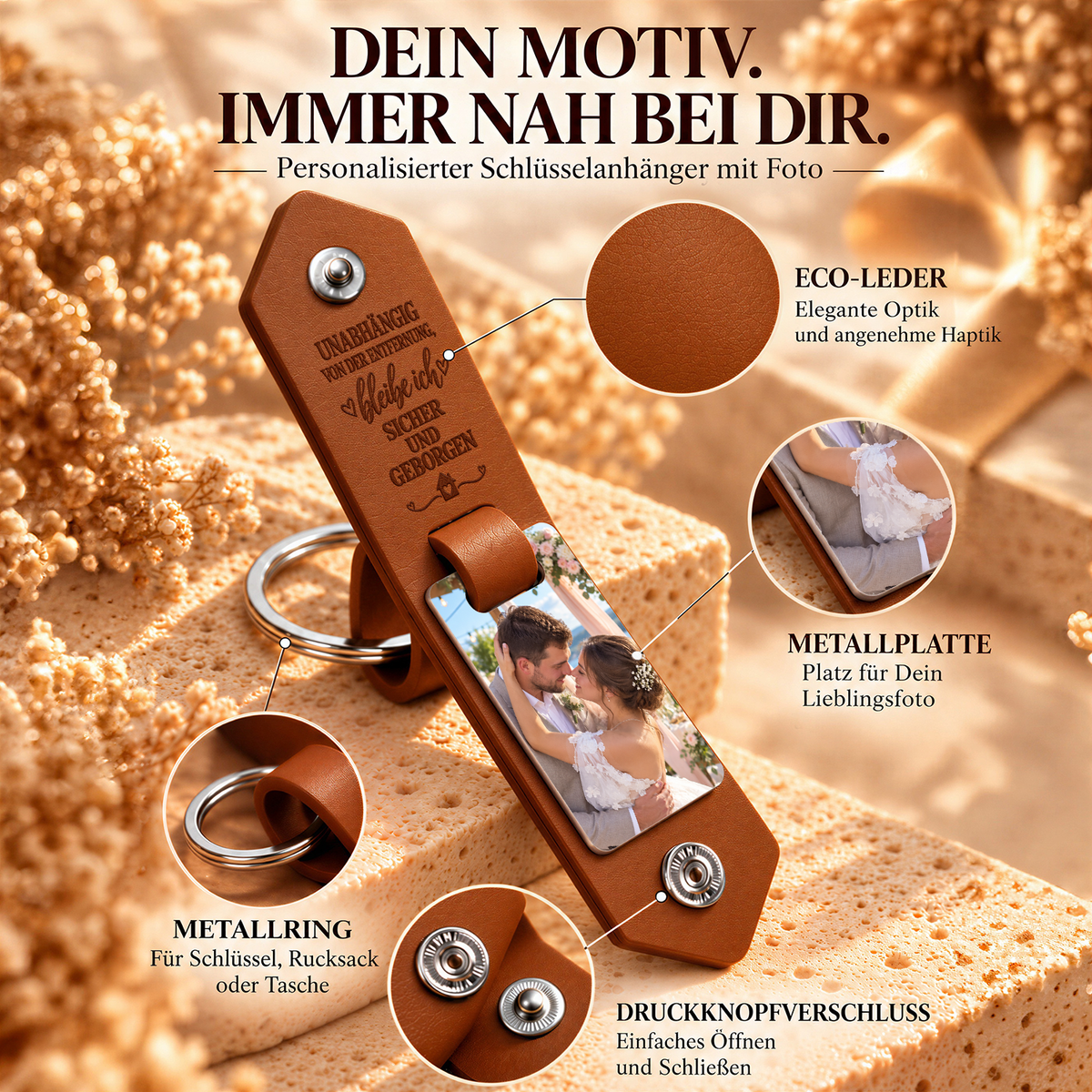 Geschenk für Paare Klappbarer Foto-Schlüsselanhänger Kommt Immer Zurück