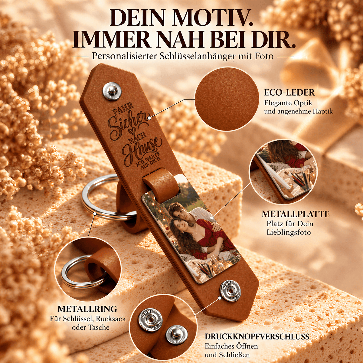 Geschenk für Paare Klappbarer Foto-Schlüsselanhänger Wartendes Zuhause