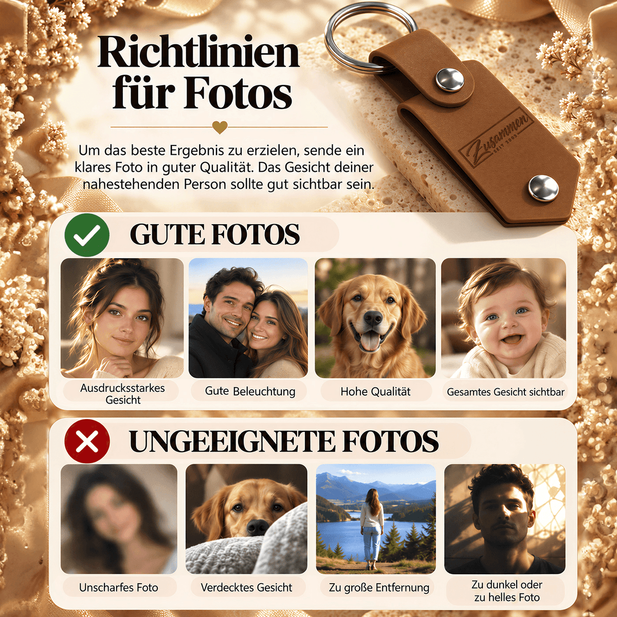 Geschenk für Paare Klappbarer Foto-Schlüsselanhänger Liebesgeständnis
