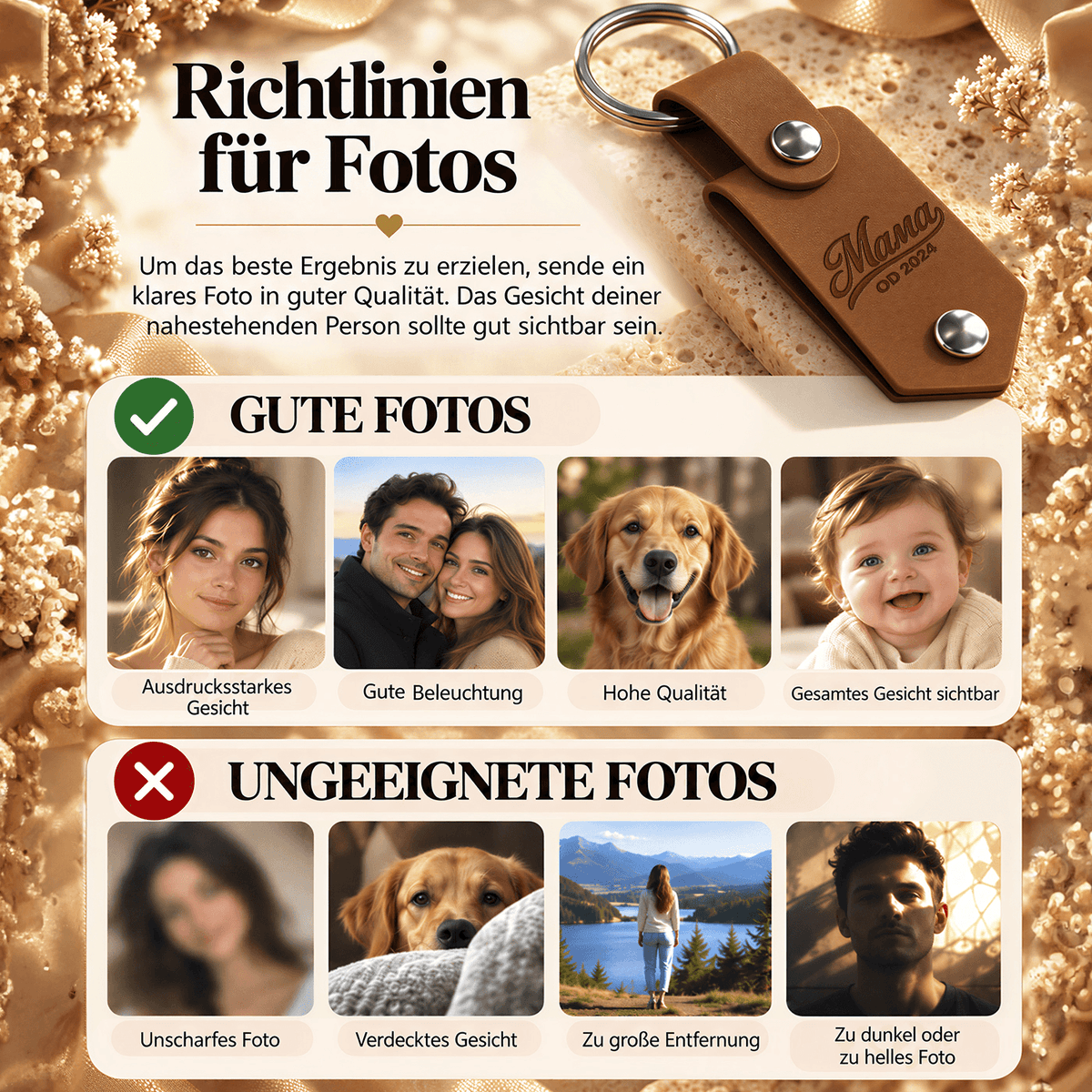 Geschenk für Mama Klappbarer Foto-Schlüsselanhänger Verborgene Emotionen