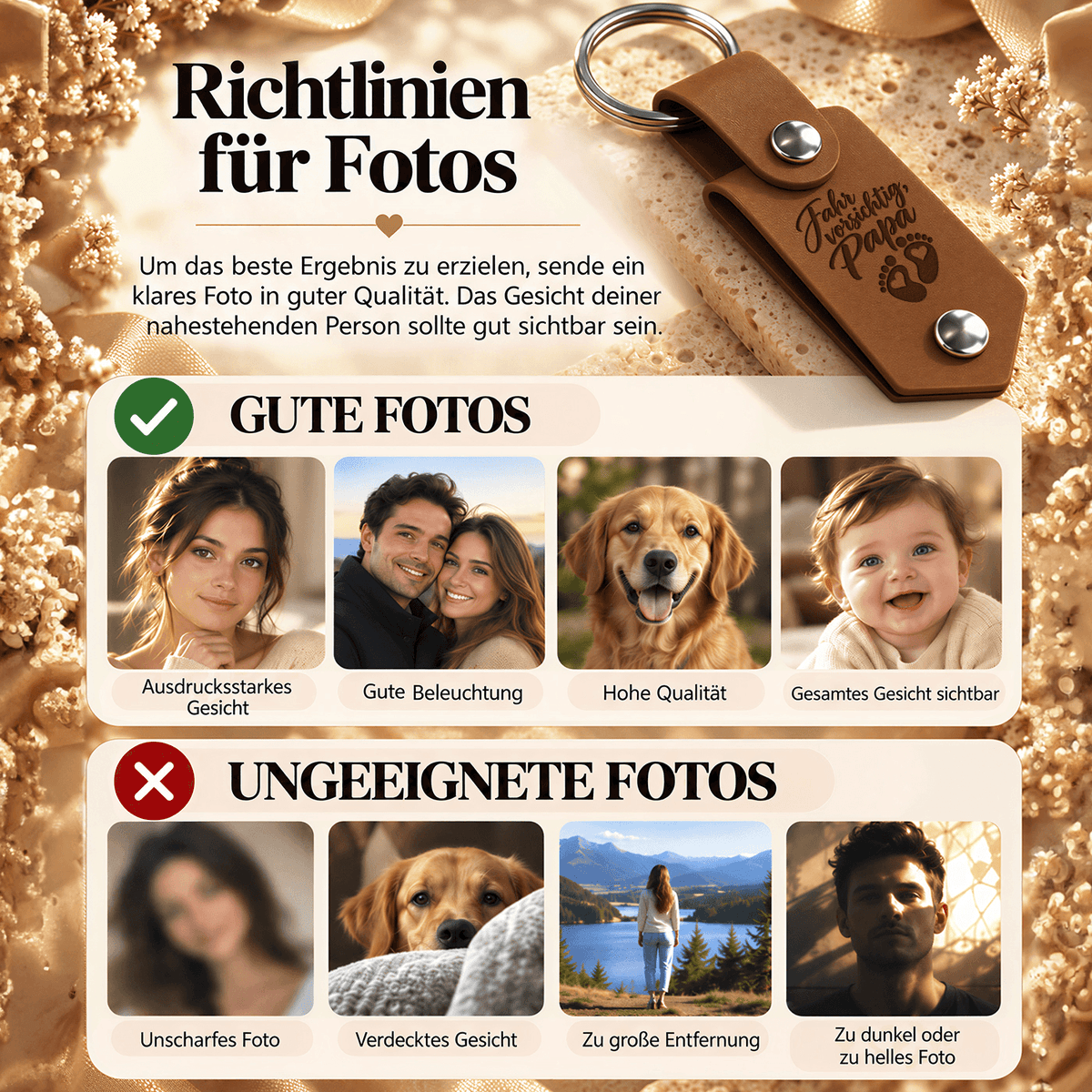 Geschenk für Papa Klappbarer Foto-Schlüsselanhänger Kalender der Erinnerungen