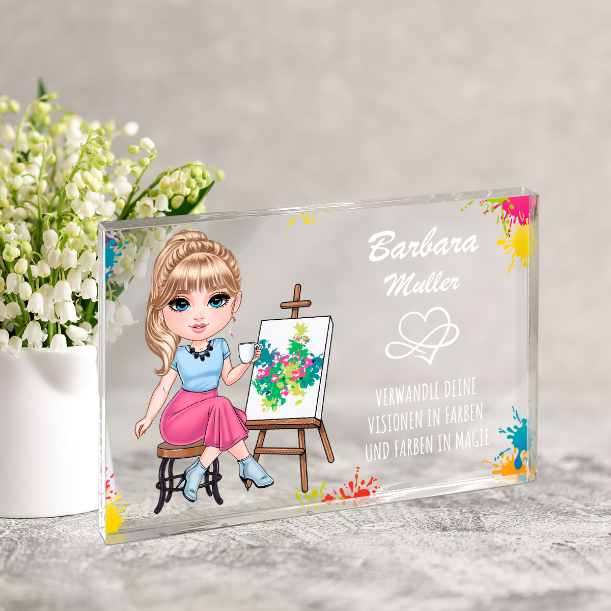 Verwandeln Sie Farben in Magie Clipart - Druck auf Glas, personalisiertes Geschenk für Frau