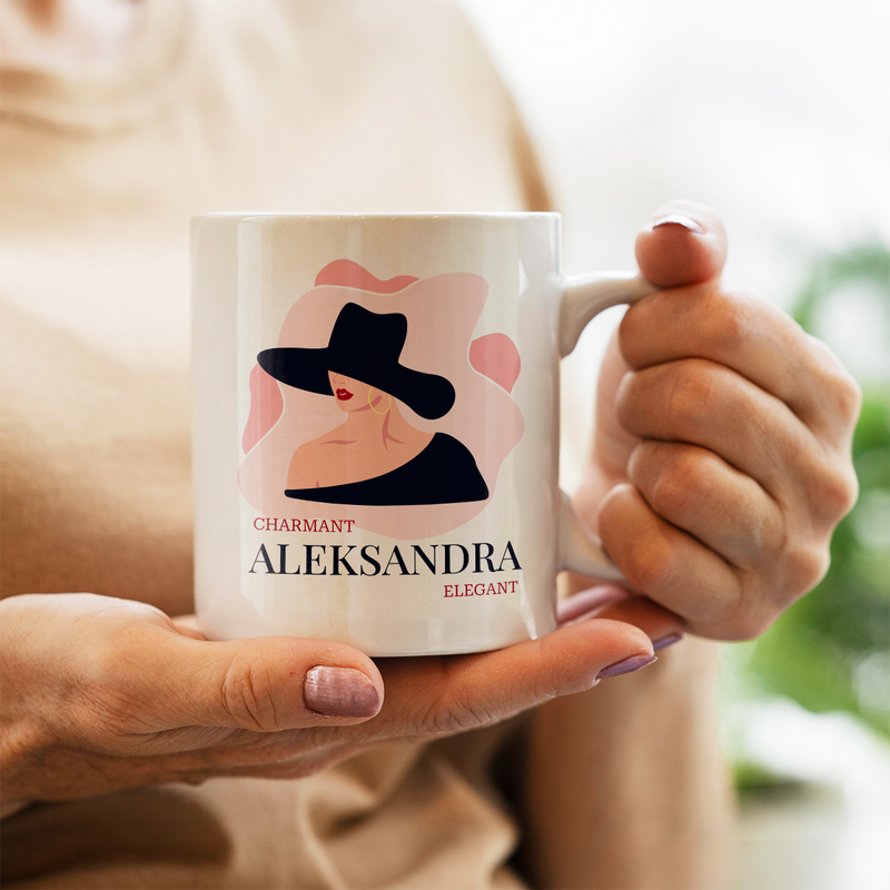 Elegante Frau - 1x bedruckte Tasse, personalisiertes Geschenk für Frau