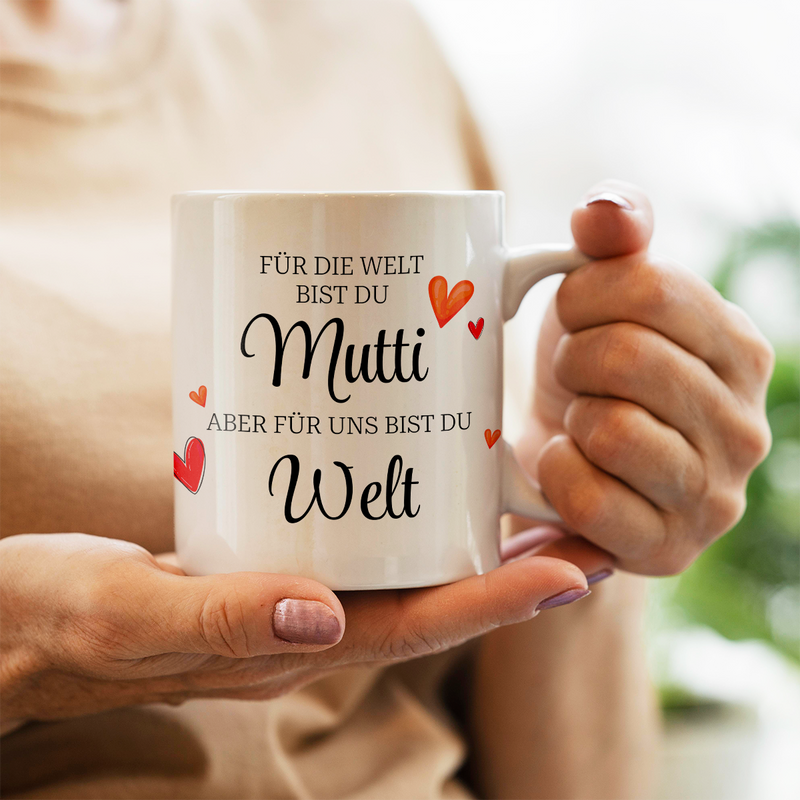 Mutter, meine ganze Welt - 1x bedruckte Tasse, personalisiertes Geschenk für Mutter - Adamell.de