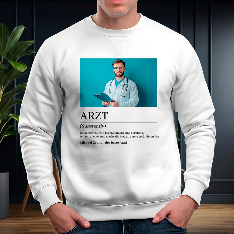 Personalisiertes Herren-Sweatshirt mit eigenem Aufdruck BESTE ARZT - Geschenk für Arzt