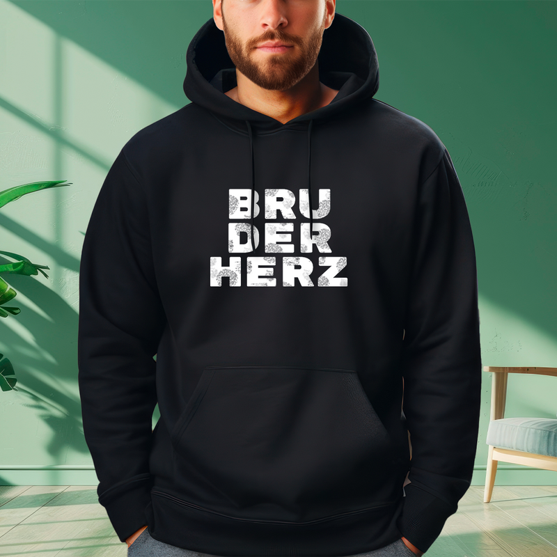 Personalisiertes Herren-Sweatshirt mit eigenem Aufdruck BRUDERHERZ - Geschenk für Bruder