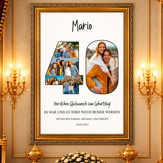 Fotocollage auf Leinwand Geburtstags-Collage — Geschenke zum 40. Geburtstag