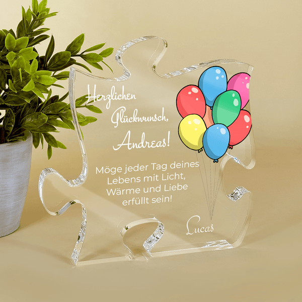 Geburtstagswünsche - Druck auf Glas - das Puzzle, personalisiertes Geschenk für Freund - Adamell.de