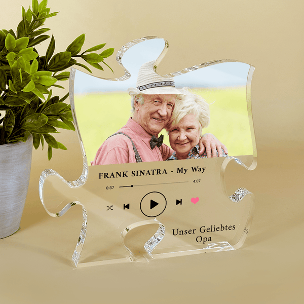 Geliebtes Opa Spotify - Druck auf Glas - das Puzzle, personalisiertes Geschenk für Opa - Adamell.de