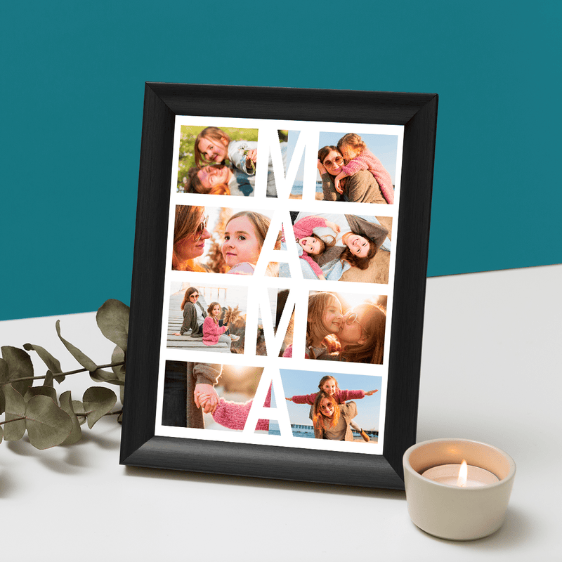 Gerahmte Collage Mama - Druck auf Glas, personalisiertes Geschenk für Mutter - Adamell.de