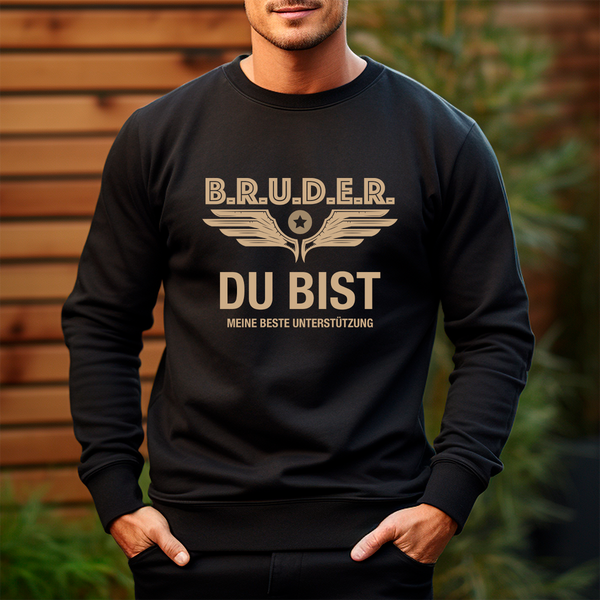 Personalisiertes Herren-Sweatshirt mit eigenem Aufdruck UNTERSTÜTZUNG - Geschenk für Bruder