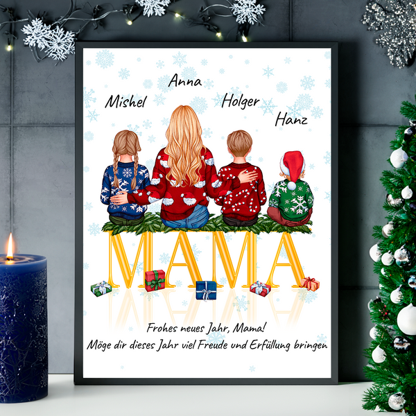 Weihnachten Clipart MAMA + Neujahrsgrüße - Poster, personalisiertes Geschenk für Mama