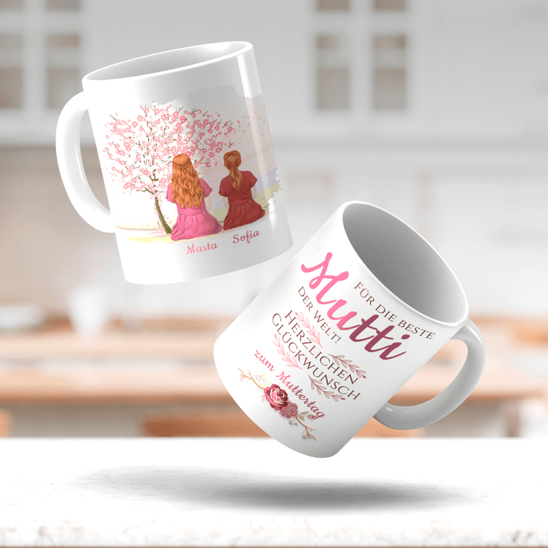 Glückwunsch an die beste Mutter - 1x bedruckte Tasse, personalisiertes Geschenk für Mama - Adamell.de