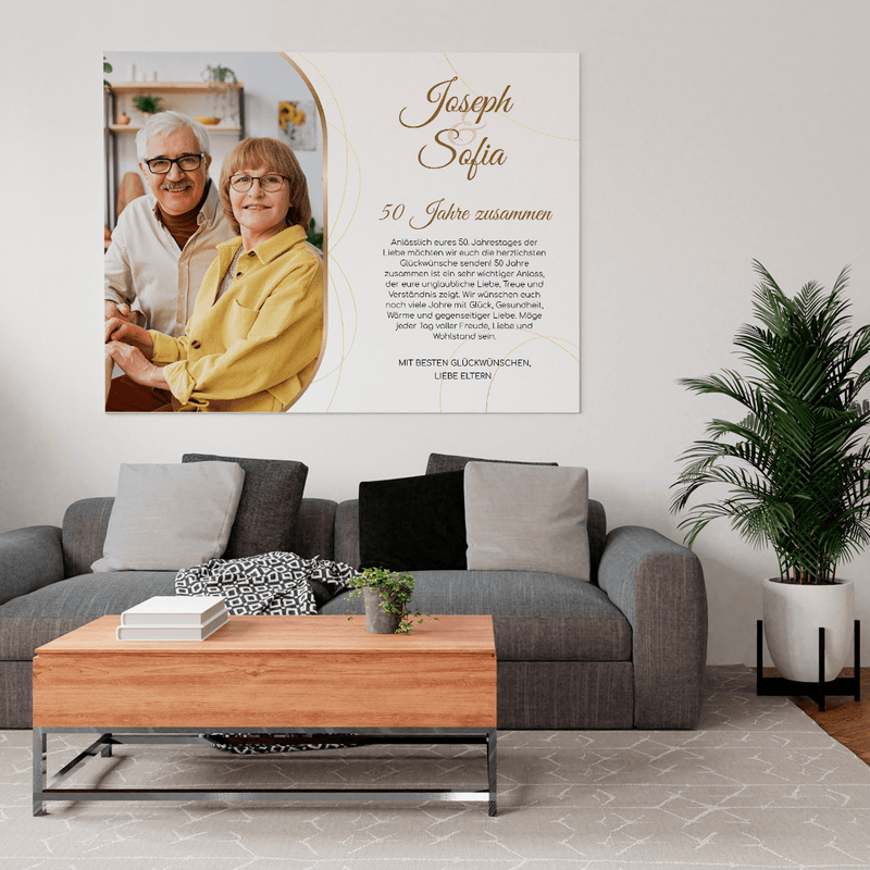 Goldenes Jubiläum - Druck auf Leinwand, personalisiertes Geschenk für Paar - Adamell.de