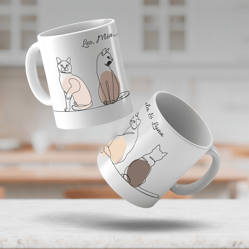 Grafik Katze + Aufschrift - 1x Bedruckte Tasse, personalisiertes Geschenk - Adamell.de