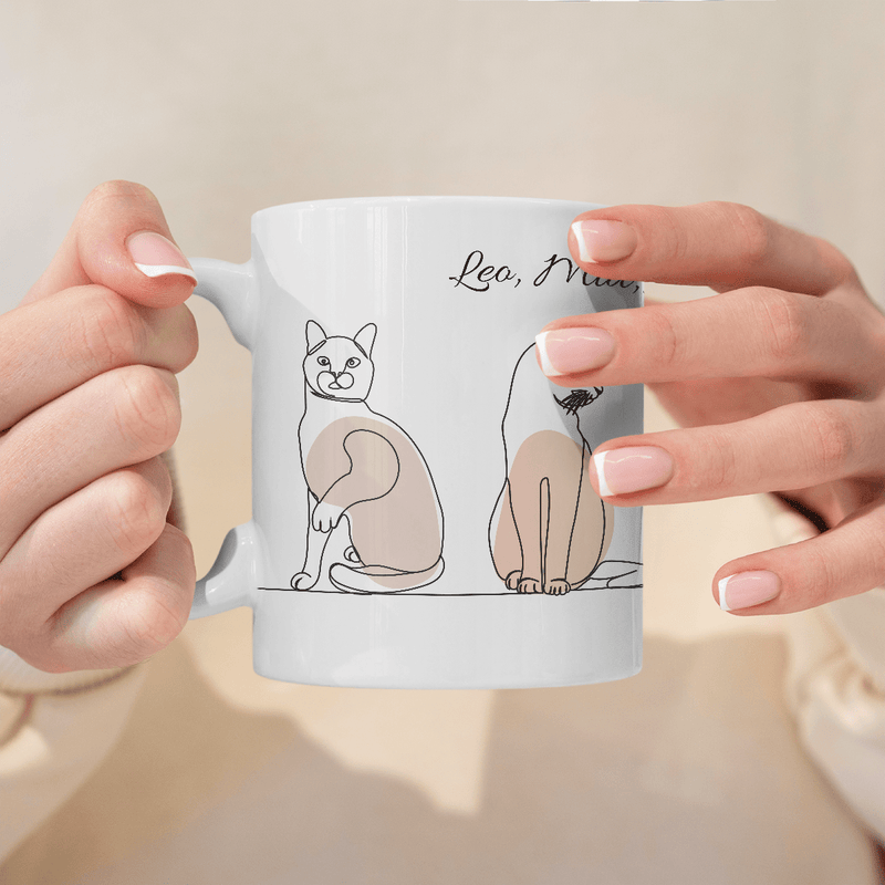 Grafik Katze + Aufschrift - 1x Bedruckte Tasse, personalisiertes Geschenk - Adamell.de