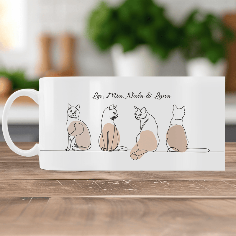 Grafik Katze + Aufschrift - 1x Bedruckte Tasse, personalisiertes Geschenk - Adamell.de