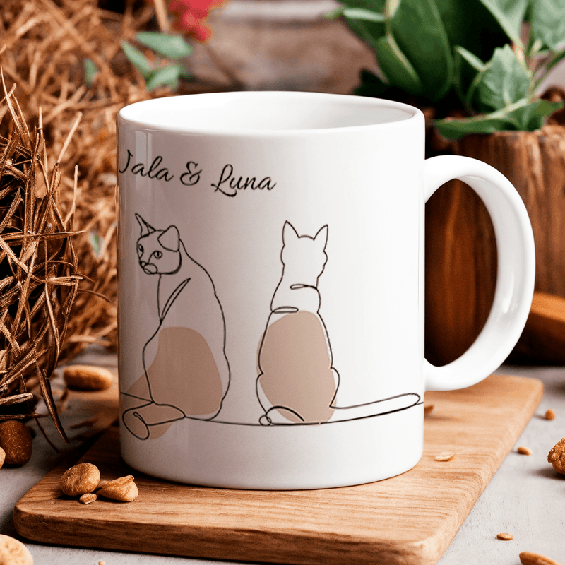 Grafik Katze + Aufschrift - 1x Bedruckte Tasse, personalisiertes Geschenk - Adamell.de