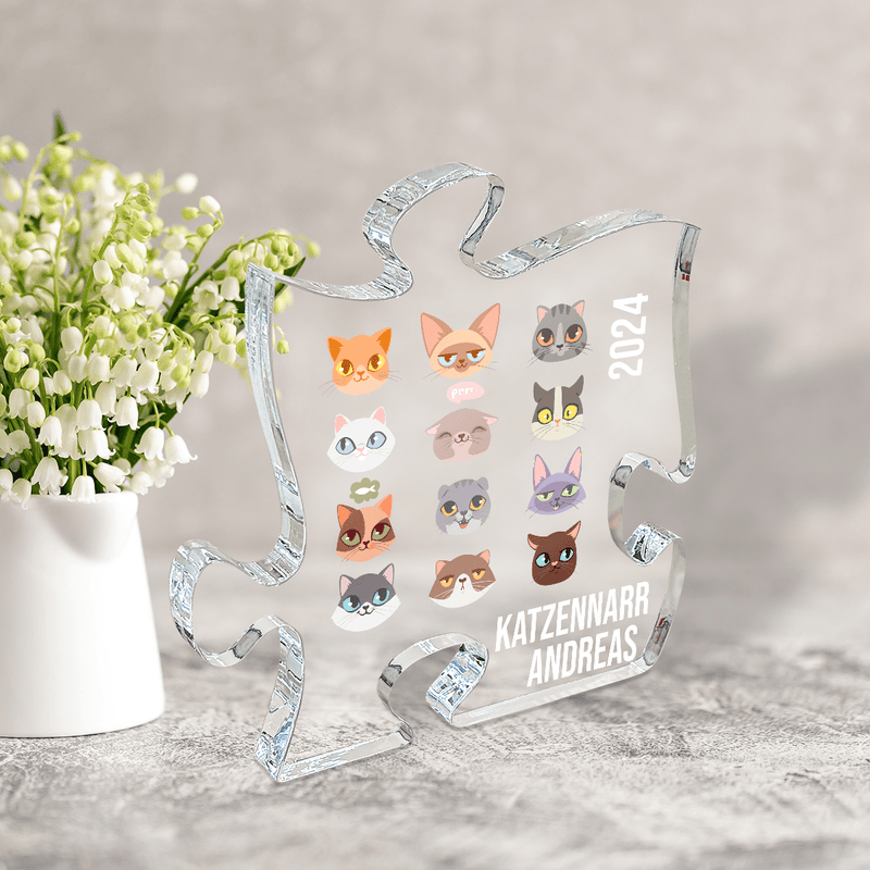 Grafische Katzen - Druck auf Glas - das Puzzle, personalisiertes Geschenk - Adamell.de