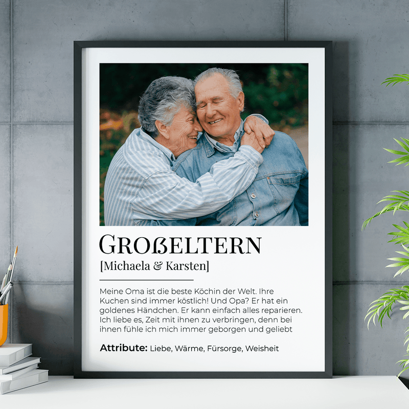 Großeltern Foto + Text - Poster, personalisiertes Geschenk für Großeltern - Adamell.de