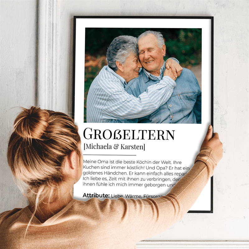 Großeltern Foto + Text - Poster, personalisiertes Geschenk für Großeltern - Adamell.de