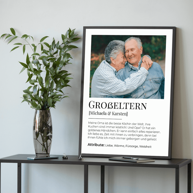 Großeltern Foto + Text - Poster, personalisiertes Geschenk für Großeltern - Adamell.de