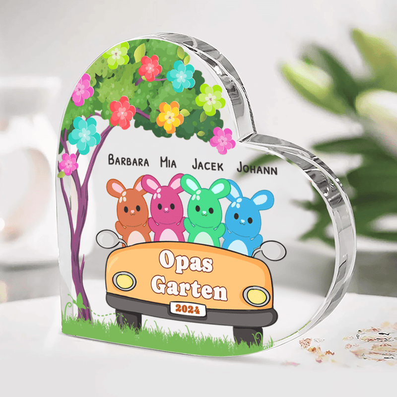 Großvaters Garten - Herz aus Glas, personalisiertes Geschenk für Opa - Adamell.de