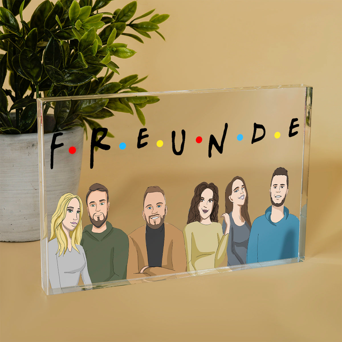 Ilustracja PRZYJACIELE - Druck auf Glas, personalisiertes Geschenk für Freunde