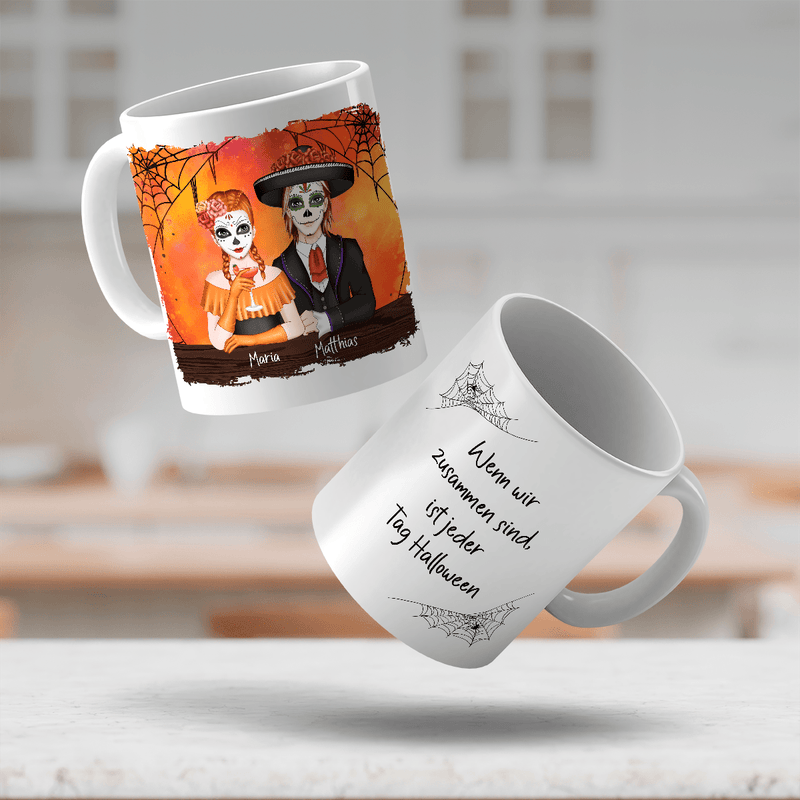 Halloween - Paar - 1x Bedruckte Tasse, personalisiertes Geschenk für Paar - Adamell.de