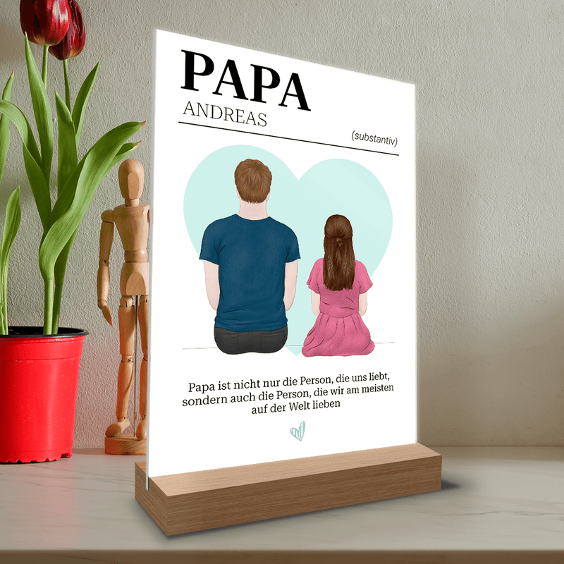 Herz mit Papa - Druck auf Glas, personalisiertes Geschenk für Papa - Adamell.de