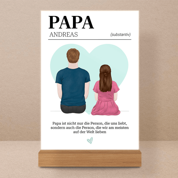 Herz mit Papa - Druck auf Glas, personalisiertes Geschenk für Papa - Adamell.de