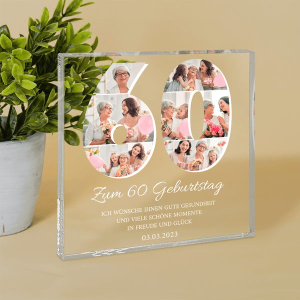 Geburtstagskarte 60 Jahre Für Damen – Mit Schleife, Herzchen & Geschenkband