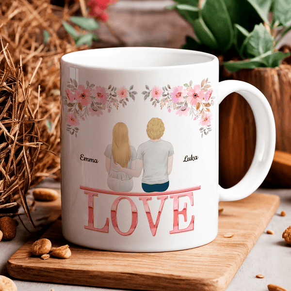 Hochzeitstag Clipart - Bedruckte Tasse, personalisiertes Geschenk für Paar - Adamell.de