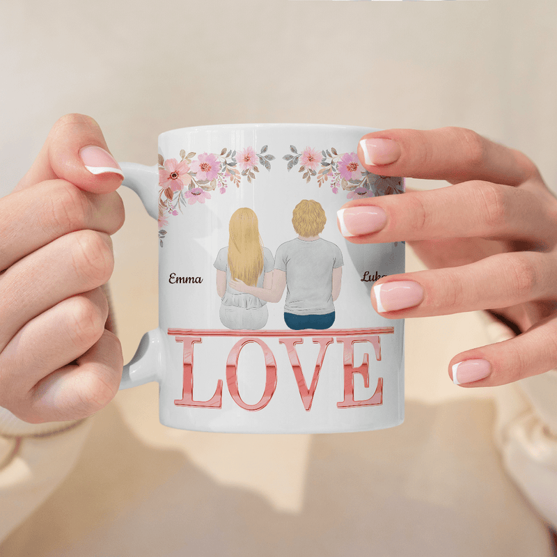 Hochzeitstag Clipart - Bedruckte Tasse, personalisiertes Geschenk für Paar - Adamell.de