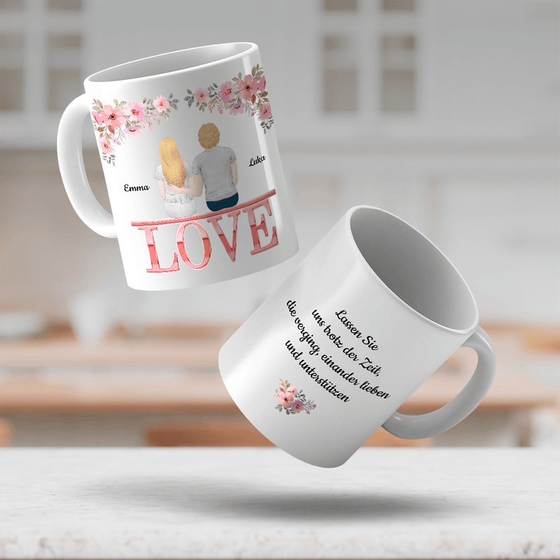 Hochzeitstag Clipart - Bedruckte Tasse, personalisiertes Geschenk für Paar - Adamell.de