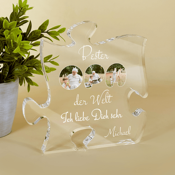 Ich liebe dich, Opa! - Druck auf Glas - das Puzzle, personalisiertes Geschenk für Opa - Adamell.de