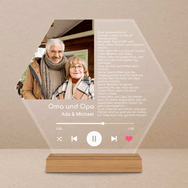 Ihre Anwesenheit - Druck auf Glas, personalisiertes Geschenk für Großeltern - Adamell.de